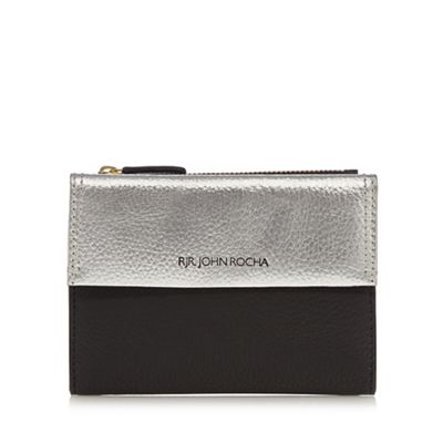 Black and silver flap over medium purse